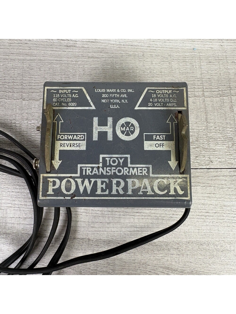Marx HO Scale PowerPack Vintage Grey Toy Transformer #6029